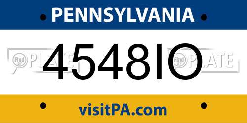 4548IO Pennsylvania License Plate
