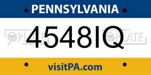 4548IQ Pennsylvania License Plate