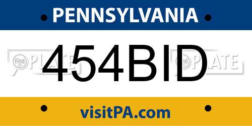 454BID Pennsylvania License Plate