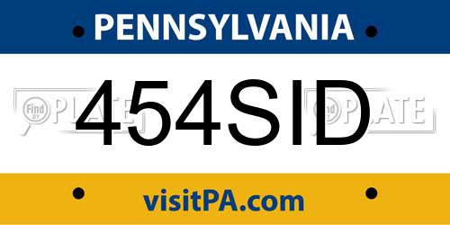 454SID Pennsylvania License Plate