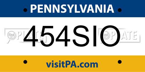454SIO Pennsylvania License Plate
