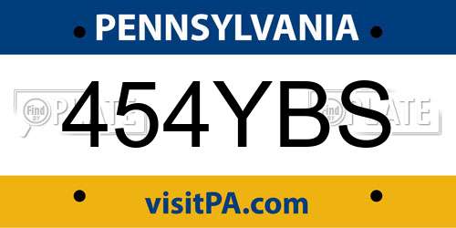 454YBS Pennsylvania License Plate