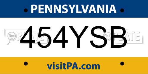 454YSB Pennsylvania License Plate
