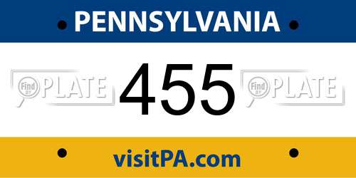 455 Pennsylvania License Plate