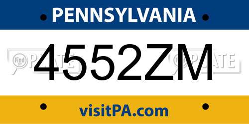 4552ZM Pennsylvania License Plate