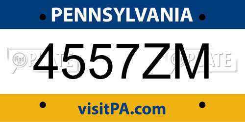 4557ZM Pennsylvania License Plate