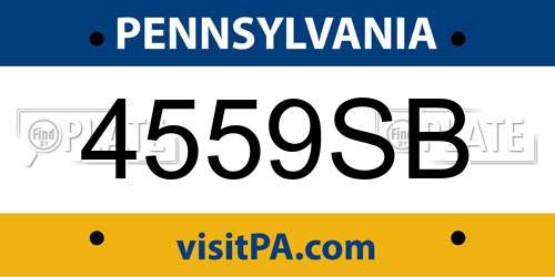 4559SB Pennsylvania License Plate