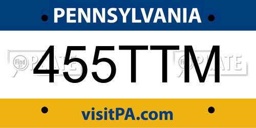 455TTM Pennsylvania License Plate