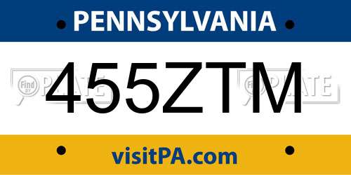 455ZTM Pennsylvania License Plate