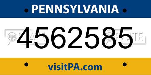 4562585 Pennsylvania License Plate