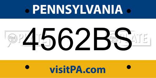 4562BS Pennsylvania License Plate