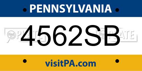 4562SB Pennsylvania License Plate