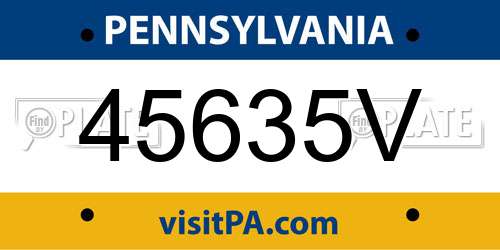 45635V Pennsylvania License Plate