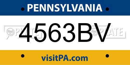 4563BV Pennsylvania License Plate