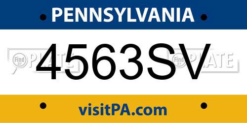 4563SV Pennsylvania License Plate