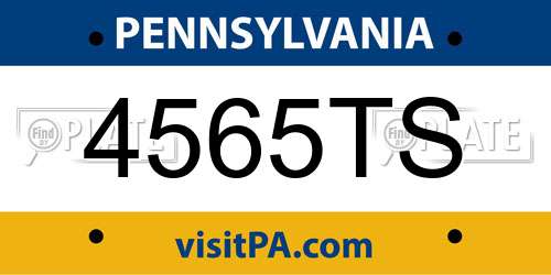 4565TS Pennsylvania License Plate