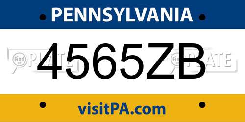 4565ZB Pennsylvania License Plate