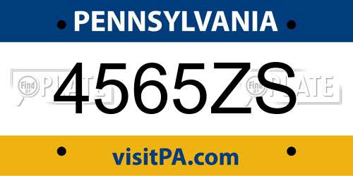 4565ZS Pennsylvania License Plate