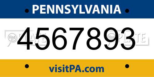 4567893 Pennsylvania License Plate
