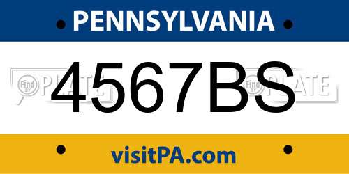 4567BS Pennsylvania License Plate