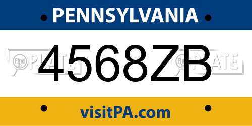 4568ZB Pennsylvania License Plate