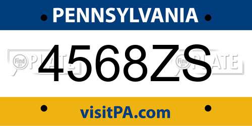 4568ZS Pennsylvania License Plate