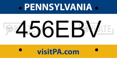 456EBV Pennsylvania License Plate