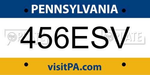 456ESV Pennsylvania License Plate