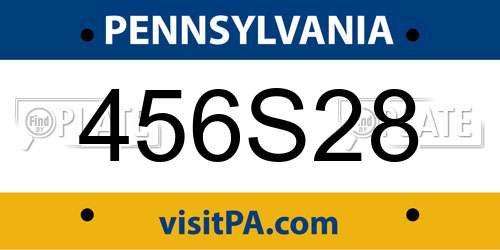 456S28 Pennsylvania License Plate