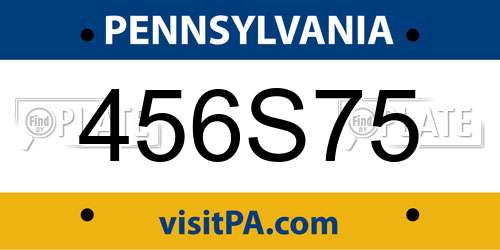 456S75 Pennsylvania License Plate
