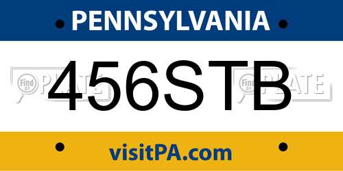 456STB Pennsylvania License Plate