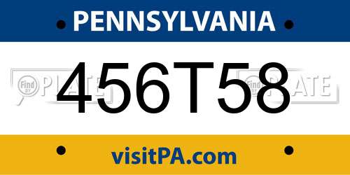 456T58 Pennsylvania License Plate