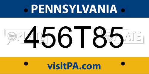 456T85 Pennsylvania License Plate
