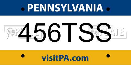 456TSS Pennsylvania License Plate
