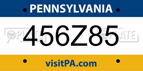 456Z85 Pennsylvania License Plate