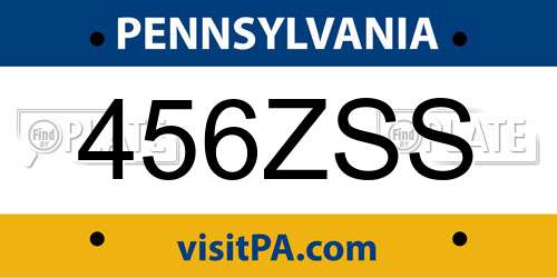456ZSS Pennsylvania License Plate