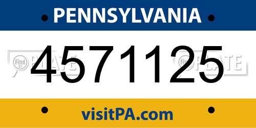 4571125 Pennsylvania License Plate