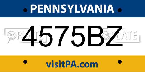 4575BZ Pennsylvania License Plate