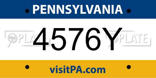4576Y Pennsylvania License Plate