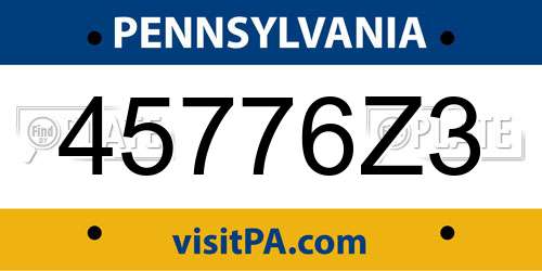 45776Z3 Pennsylvania License Plate