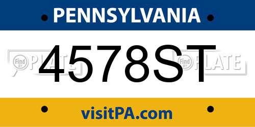 4578ST Pennsylvania License Plate