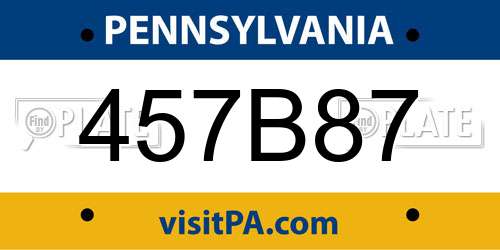 457B87 Pennsylvania License Plate