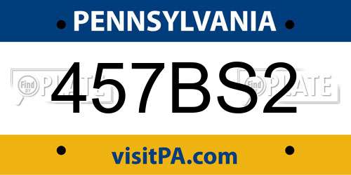 457BS2 Pennsylvania License Plate