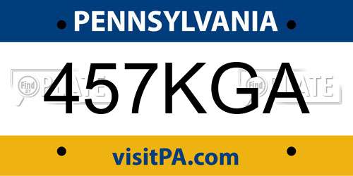 457KGA Pennsylvania License Plate