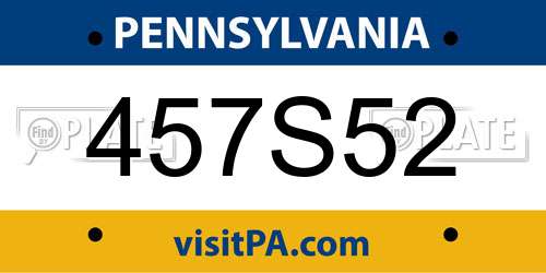 457S52 Pennsylvania License Plate