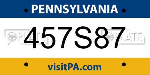 457S87 Pennsylvania License Plate