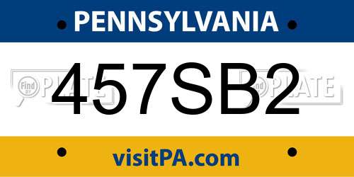 457SB2 Pennsylvania License Plate