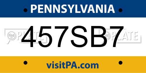 457SB7 Pennsylvania License Plate