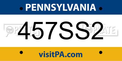 457SS2 Pennsylvania License Plate