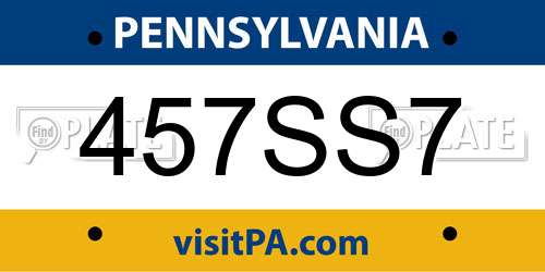 457SS7 Pennsylvania License Plate